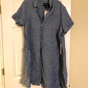 Demin 100% linen Tahari Linen Dress